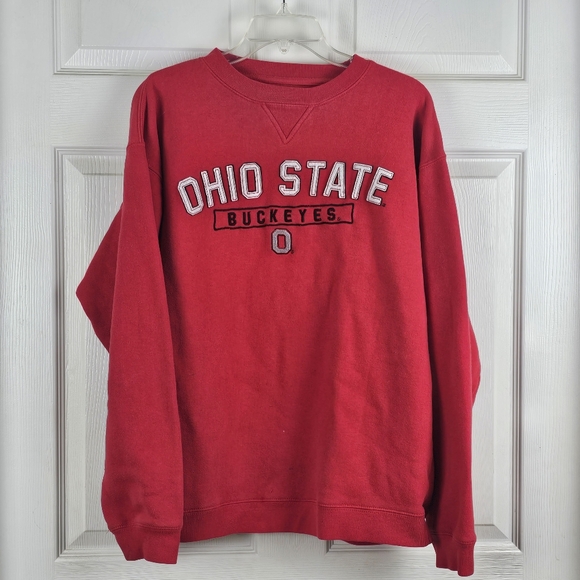 Vintage J America Ohio State OHU Buckeyes Embroidered Red Sweatshirt Large Sport - Picture 1 of 6